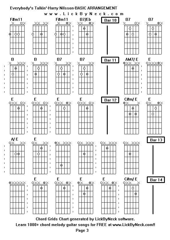 Chord Grids Chart of chord melody fingerstyle guitar song-Everybody's Talkin'-Harry Nilsson-BASIC ARRANGEMENT,generated by LickByNeck software.